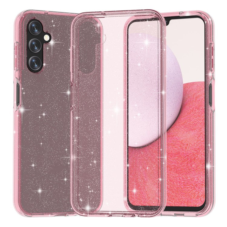 For Samsung Galaxy A14 5G / A14 4G Glittery Powder Soft TPU + Hard PC Protective Phone Case Shockproof Mobile Phone Back Cover - Pink