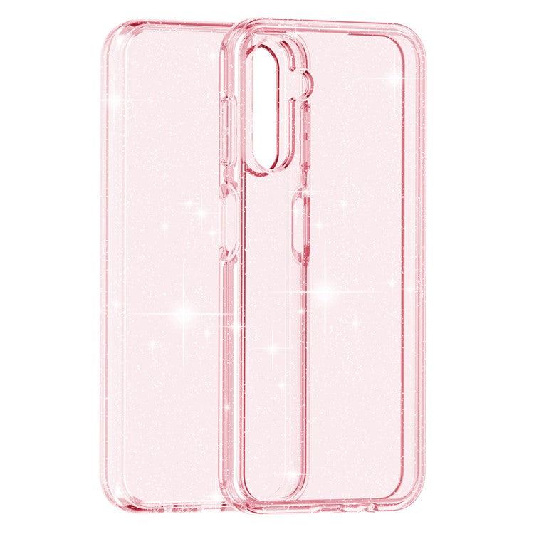 For Samsung Galaxy A14 5G / A14 4G Glittery Powder Soft TPU + Hard PC Protective Phone Case Shockproof Mobile Phone Back Cover - Pink