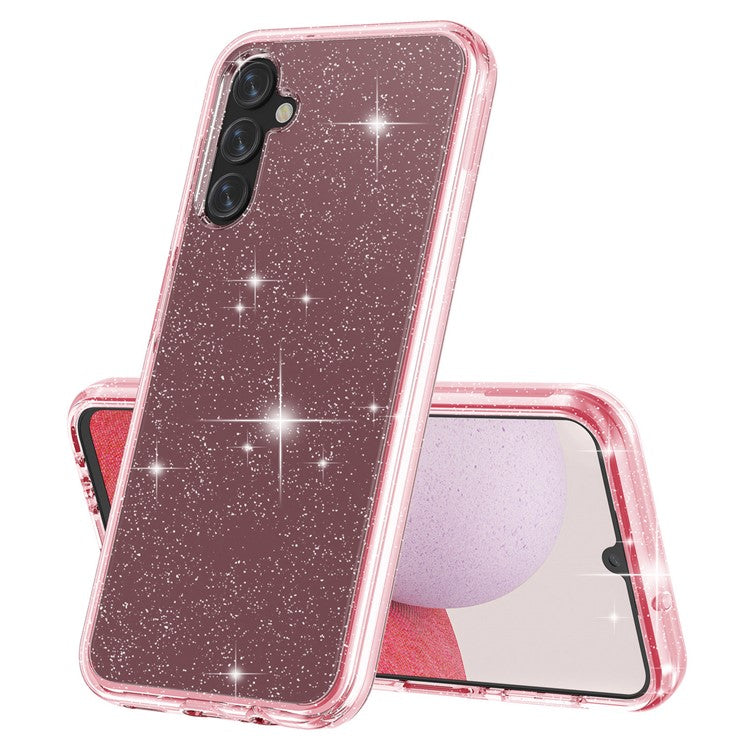 For Samsung Galaxy A14 5G / A14 4G Glittery Powder Soft TPU + Hard PC Protective Phone Case Shockproof Mobile Phone Back Cover - Pink