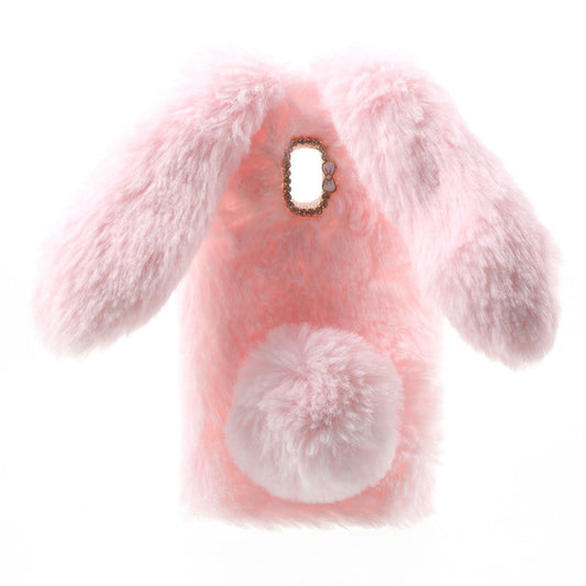 Bunny Design Rhinestone Warm Fur TPU Mobile Casing for Samsung Galaxy J3 (2017) (EU Version) - Pink