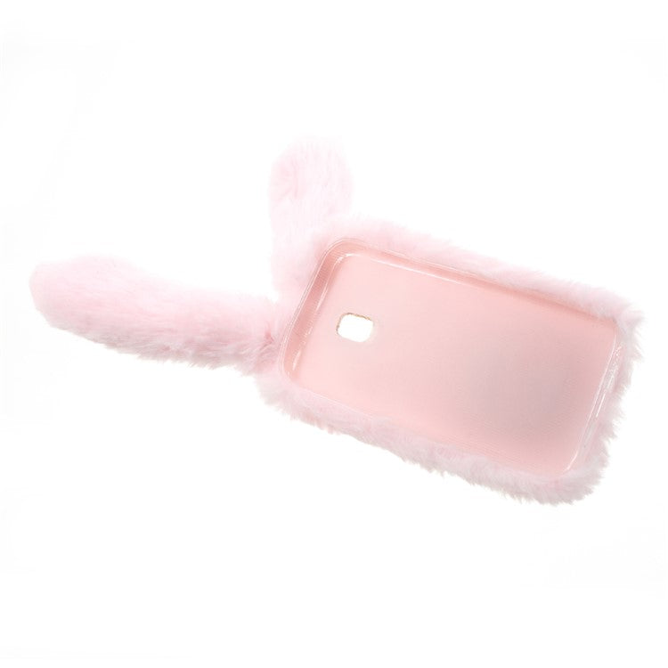 Bunny Design Rhinestone Warm Fur TPU Mobile Casing for Samsung Galaxy J3 (2017) (EU Version) - Pink
