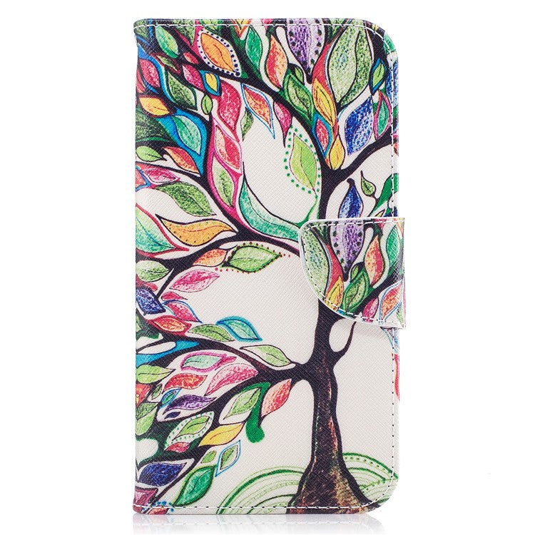 Pattern Printing Wallet Stand Leather Flip Cell Phone Cover for Samsung Galaxy J5 (2017) EU Version - Colorized Tree