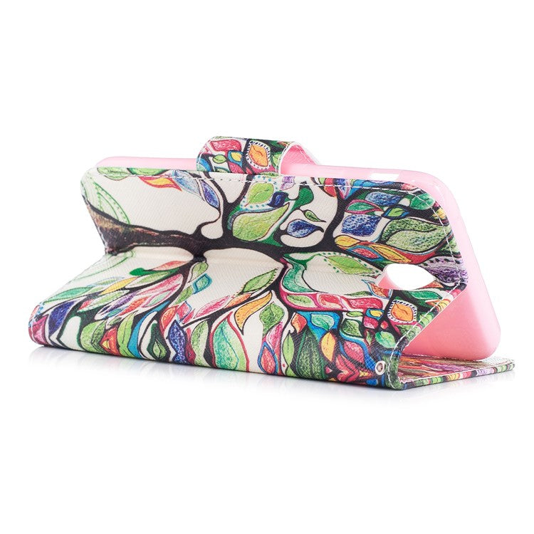 Pattern Printing Wallet Stand Leather Flip Cell Phone Cover for Samsung Galaxy J5 (2017) EU Version - Colorized Tree