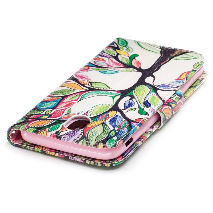 Pattern Printing Wallet Stand Leather Flip Cell Phone Cover for Samsung Galaxy J5 (2017) EU Version - Colorized Tree
