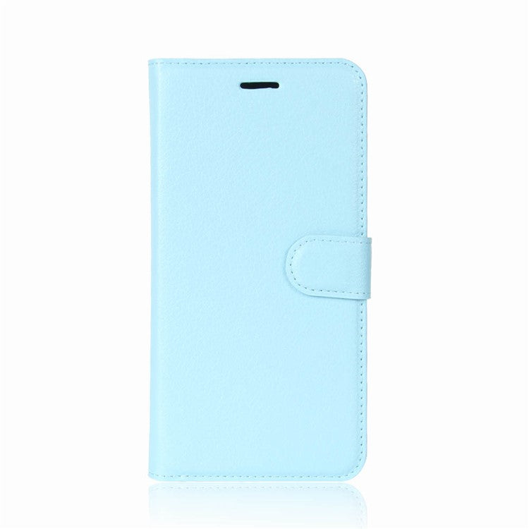 Litchi Grain Card Slots Leather Protective Flip Case Cover for Sony Xperia XZ1 Compact Wallet Stand Phone Case - Baby Blue