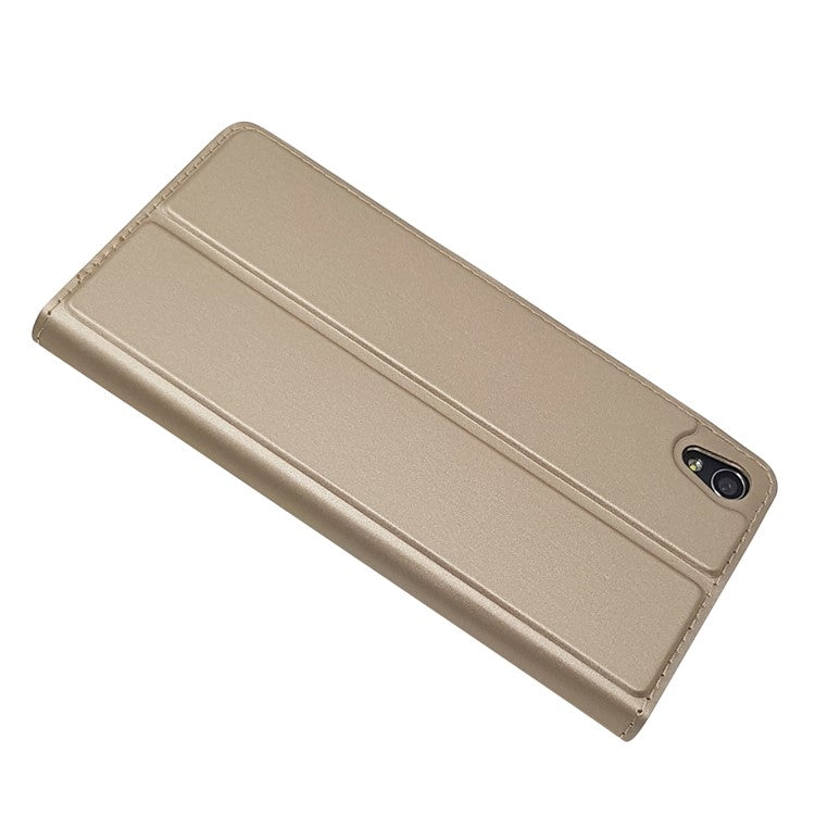 Magnetic Leather Card Holder Shell for Sony Xperia XA / XA Dual - Gold