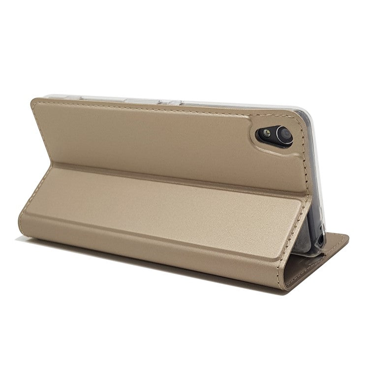 Magnetic Leather Card Holder Shell for Sony Xperia XA / XA Dual - Gold