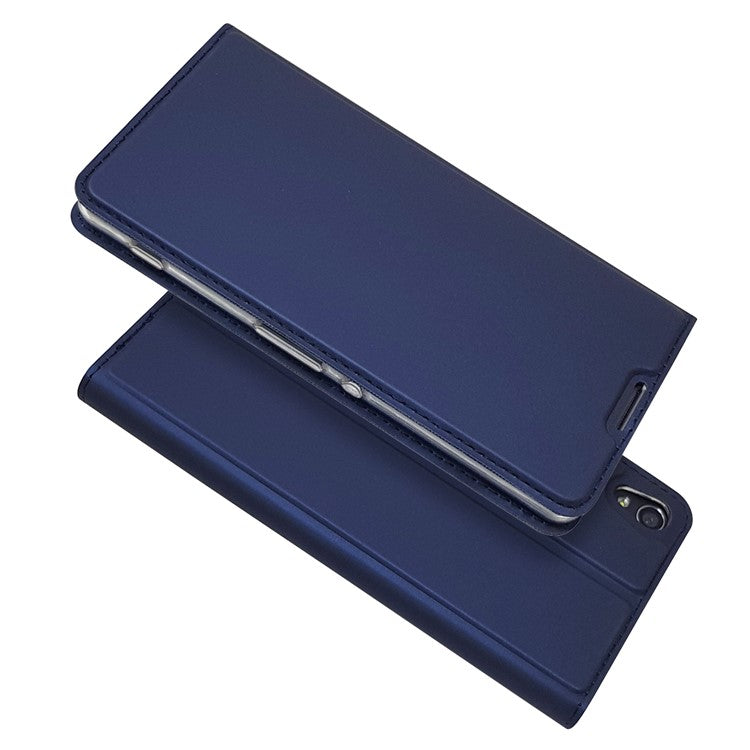 Magnetic Leather Card Holder Casing for Sony Xperia XA / XA Dual - Dark Blue