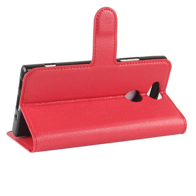 Litchi Texture PU Leather Magnetic Wallet Shell for Sony Xperia XA2 - Red