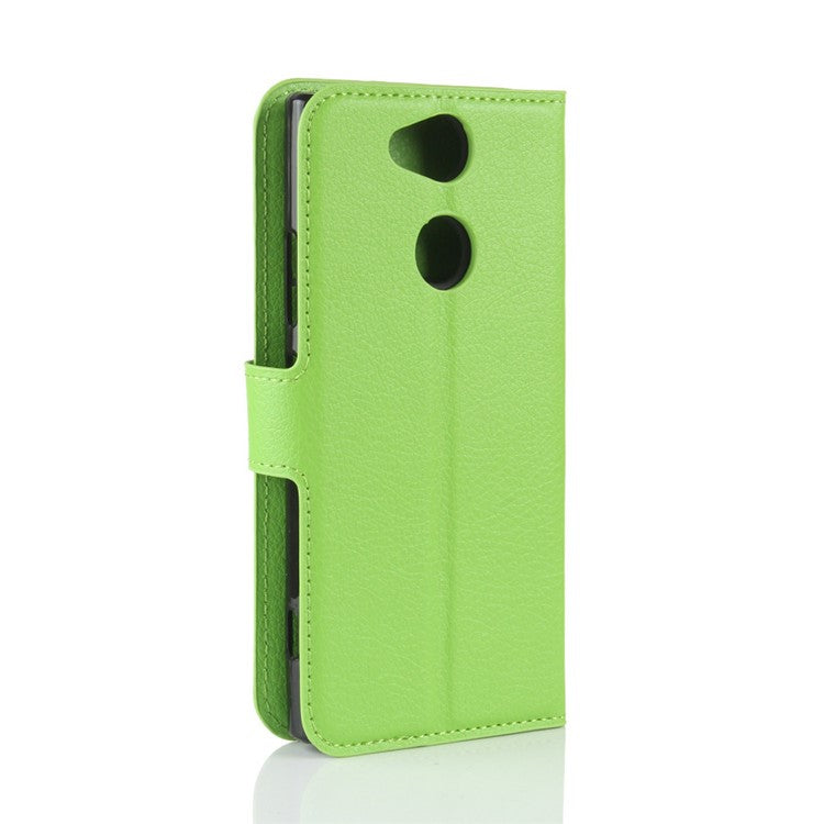 Litchi Texture PU Leather Phone Casing with Card Slots for Sony Xperia XA2 - Green