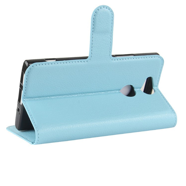 Litchi Texture PU Leather Folio Flip Mobile Phone Cover for Sony Xperia XA2 - Baby Blue
