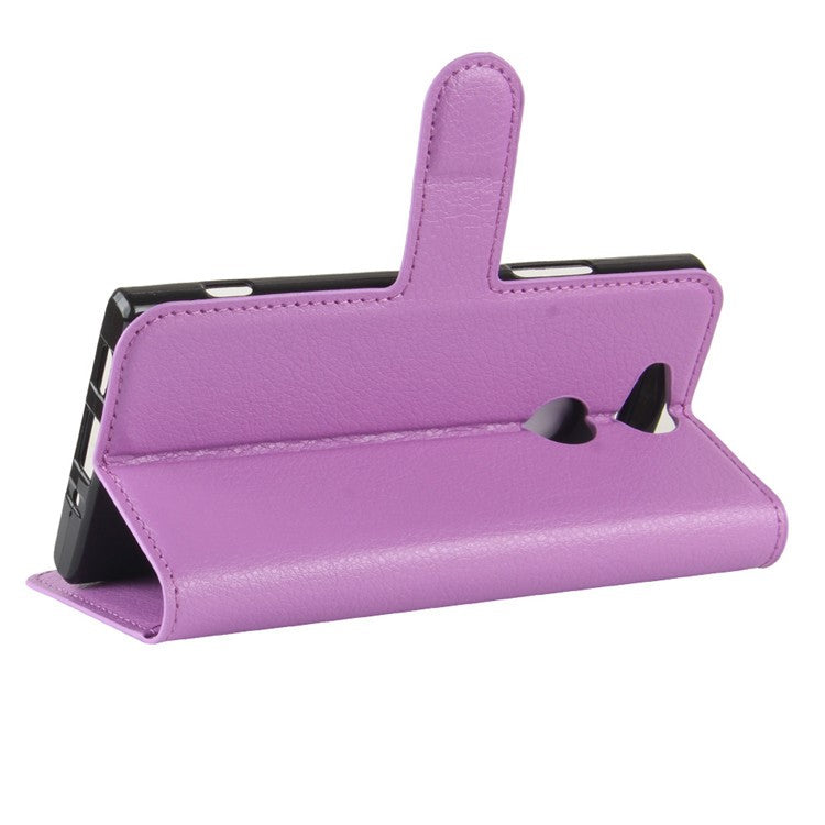 Litchi Texture Stand Leather Wallet Mobile Case for Sony Xperia XA2 - Purple