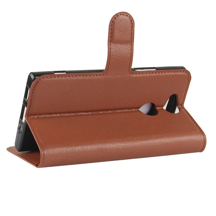 Litchi Texture PU Leather Protection Mobile Shell with Stand for Sony Xperia XA2 - Brown