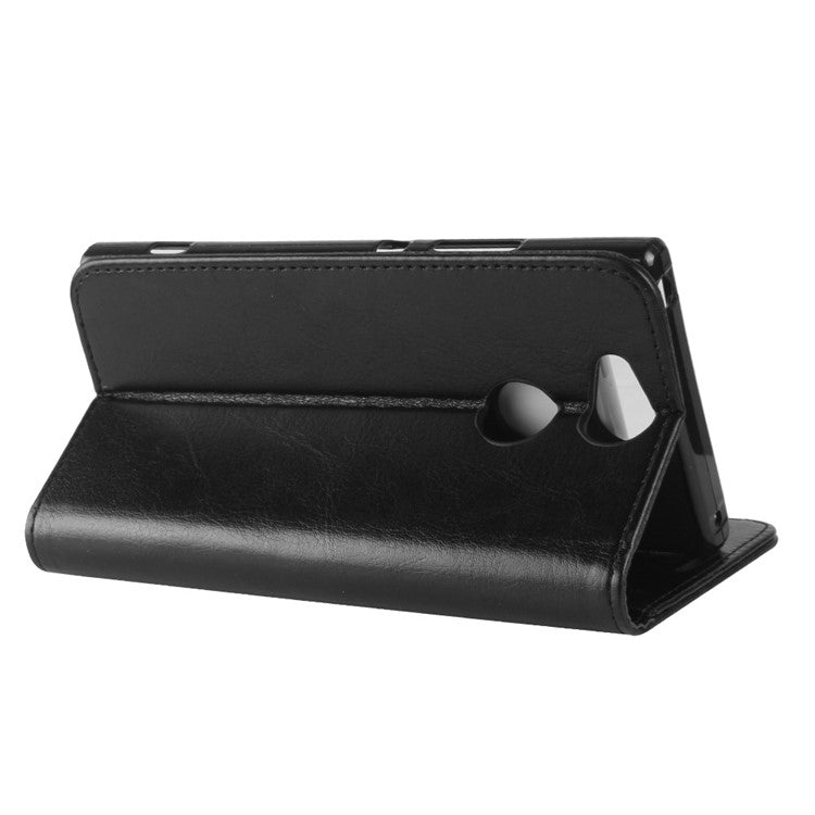 Crazy Horse Wallet Leather Cell Phone Case for Sony Xperia XA2 - Black
