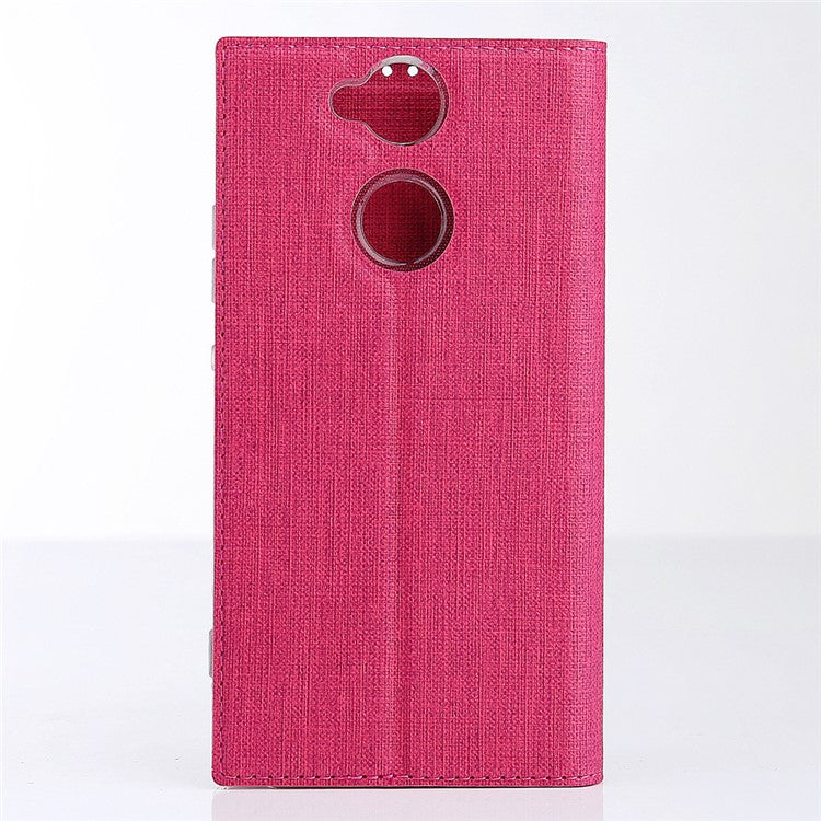 VILI DMX Style Cross Texture Leather Card Slot Phone Shell for Sony Xperia XA2 - Rose