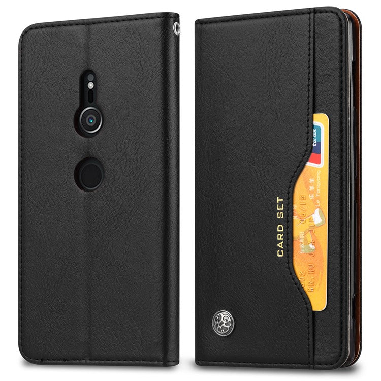 Auto-absorbed Leather Stand Phone Case for Sony Xperia XZ2 - Black