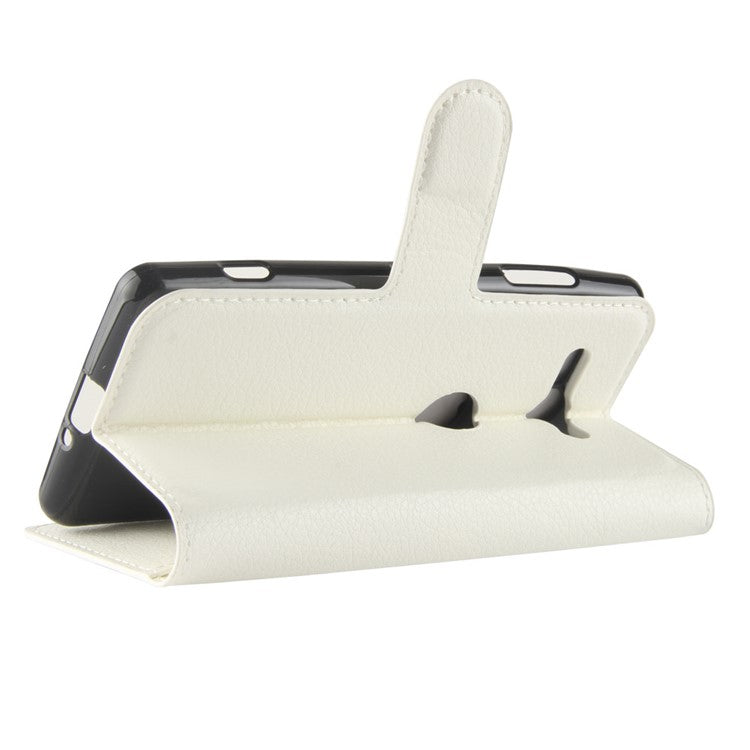 Litchi Texture PU Leather Wallet Stand Cover for Sony Xperia XZ2 Compact - White