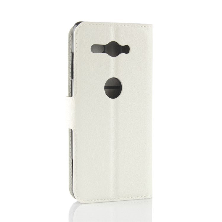 Litchi Texture PU Leather Wallet Stand Cover for Sony Xperia XZ2 Compact - White