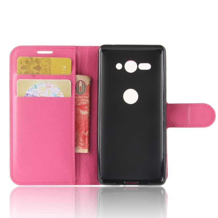 Litchi Texture PU Leather Wallet Stand Phone Case for Sony Xperia XZ2 Compact - Rose