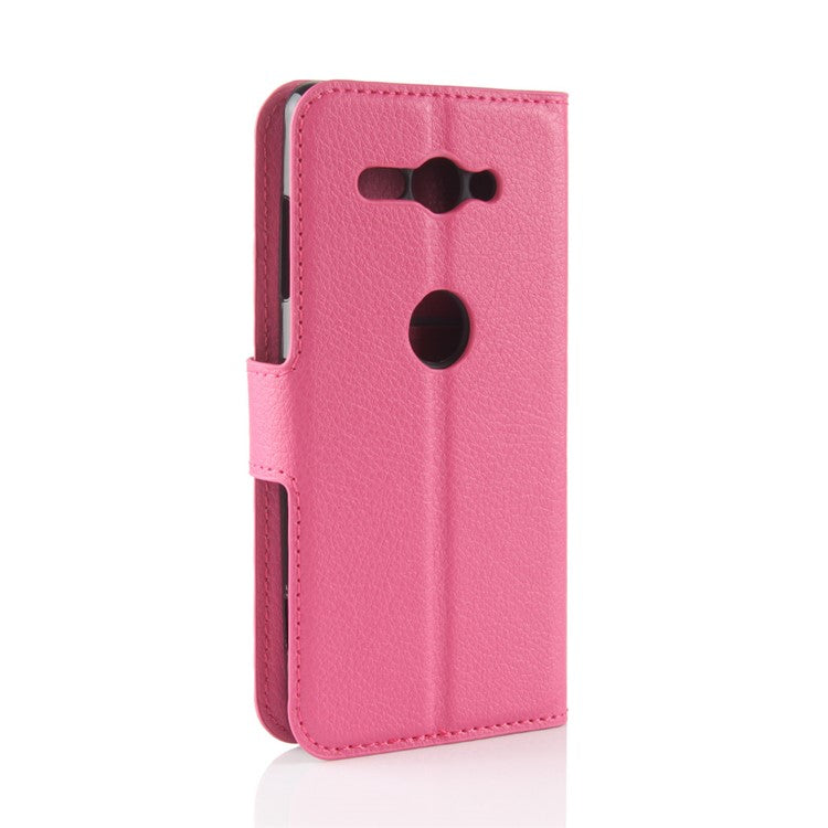Litchi Texture PU Leather Wallet Stand Phone Case for Sony Xperia XZ2 Compact - Rose