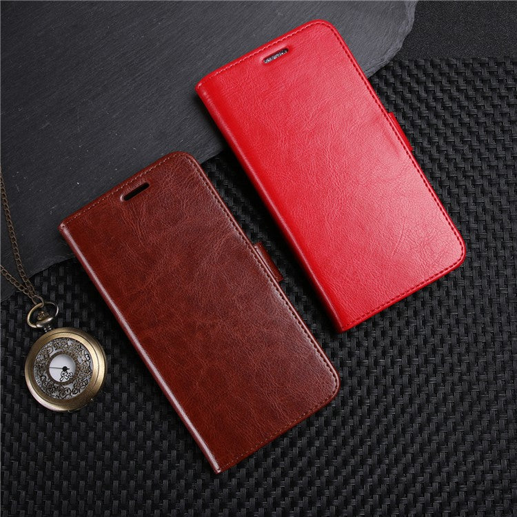 Crazy Horse Magnetic Stand Wallet Leather Mobile Phone Casing for Sony Xperia XZ2 - Brown