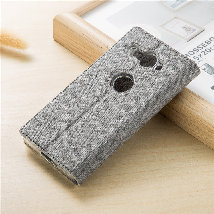 VILI DMX Cross Texture Card Holder Leather Stand Case for Sony Xperia XZ2 Compact - Grey