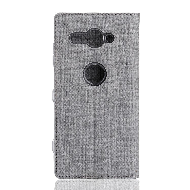 VILI DMX Cross Texture Card Holder Leather Stand Case for Sony Xperia XZ2 Compact - Grey