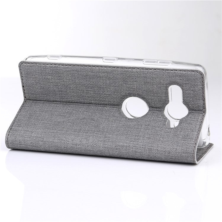 VILI DMX Cross Texture Card Holder Leather Stand Case for Sony Xperia XZ2 Compact - Grey