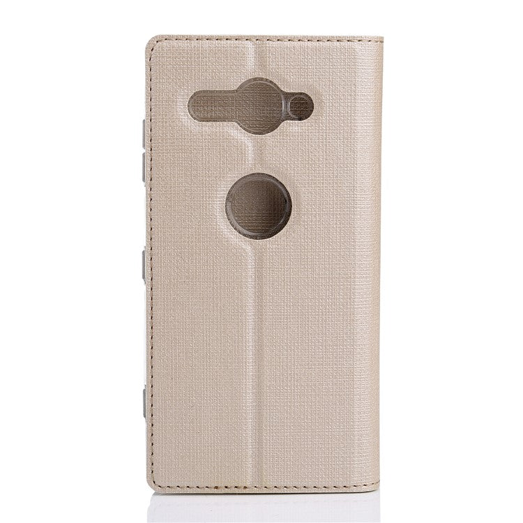 VILI DMX Cross Texture Card Holder Leather Stand Phone Casing for Sony Xperia XZ2 Compact - Gold