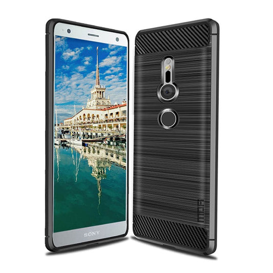 MOFI Carbon Fiber Texture Brushed TPU Protection Mobile Phone Case for Sony Xperia XZ2 - Black