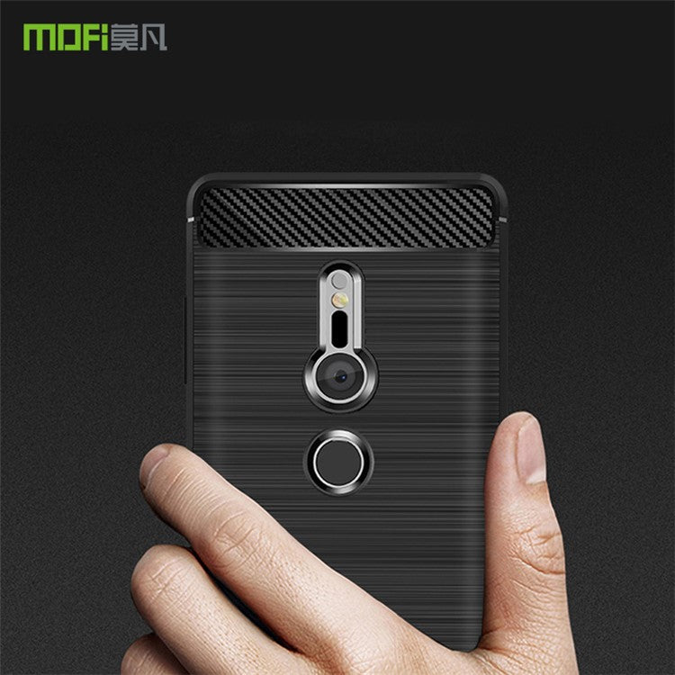 MOFI Carbon Fiber Texture Brushed TPU Protection Mobile Phone Case for Sony Xperia XZ2 - Black