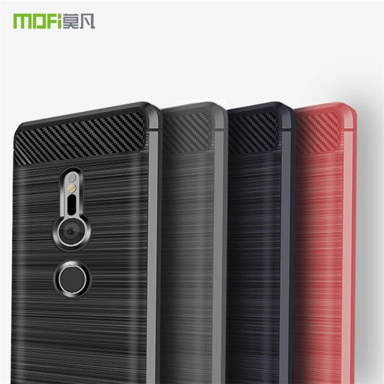 MOFI Carbon Fiber Texture Brushed TPU Protection Mobile Phone Case for Sony Xperia XZ2 - Black