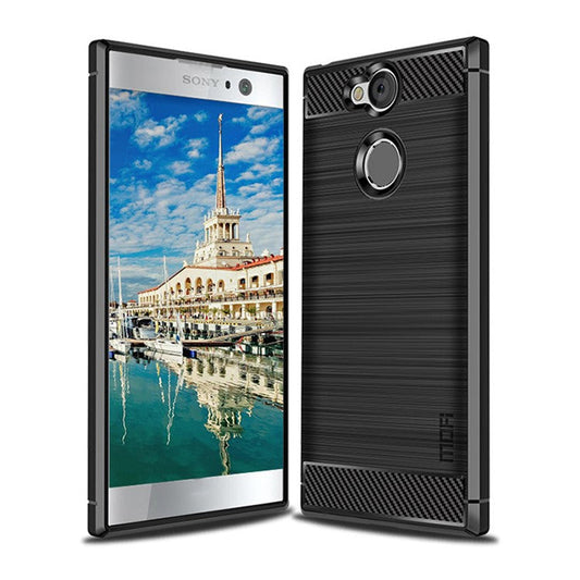 MOFI Carbon Fiber Texture Brushed TPU Cell Phone Case for Sony Xperia XA2 - Black