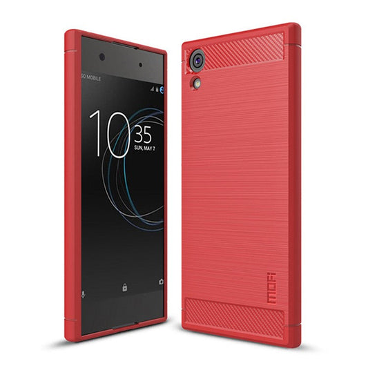MOFI Carbon Fiber Texture Brushed Soft TPU Shell for Sony Xperia XA1 / Xperia Z6 - Red