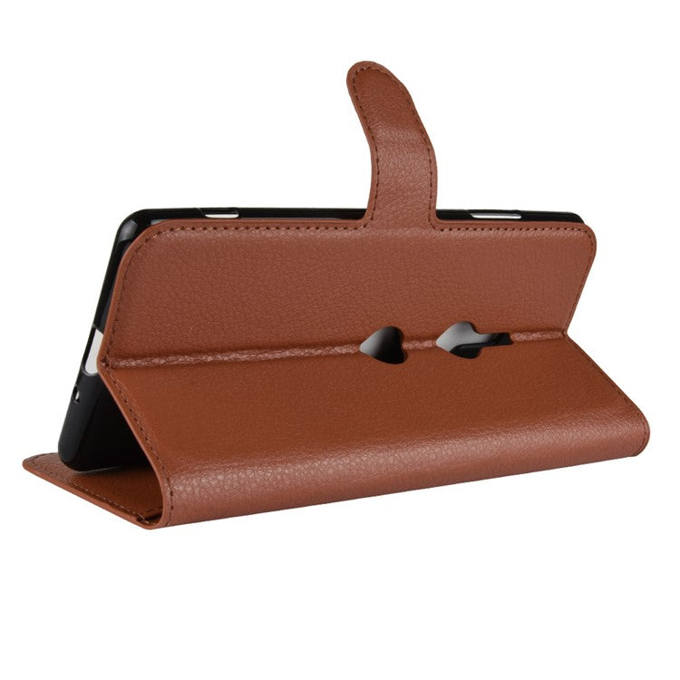 For Sony Xperia XZ3 Litchi Texture Wallet Stand Leather Cellphone Case - Brown