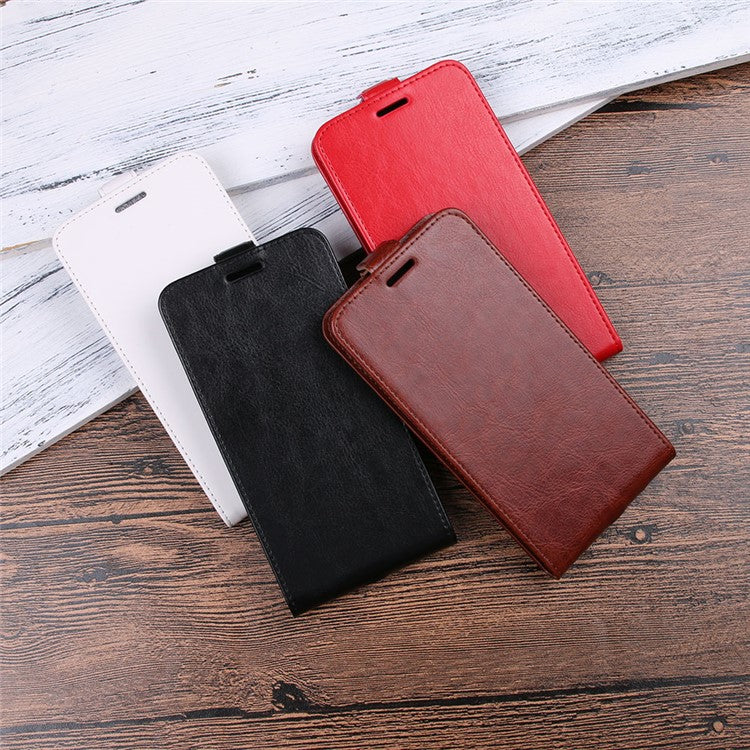 For Sony Xperia XZ3 Crazy Horse Leather Case (Vertical Flip) (Card Slot) (Magnetic) - Black