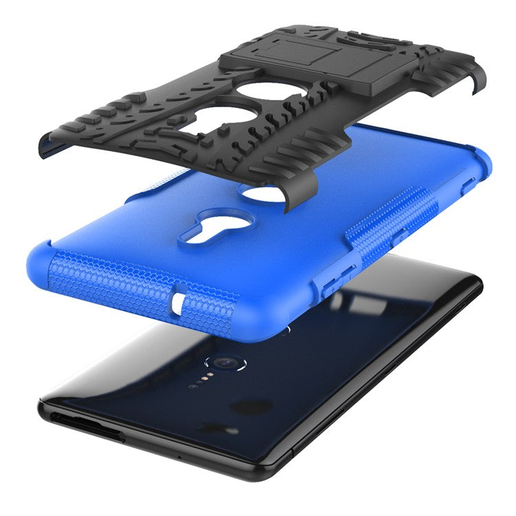 Cool Tyre Hybrid PC + TPU Kickstand Mobile Cover for Sony Xperia XZ3 - Blue