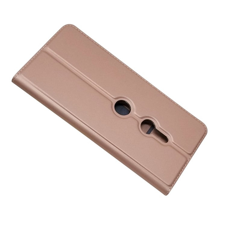 Auto-absorbed Stand Leather Cover with Card Slot for Sony Xperia XZ3 - Rose Gold