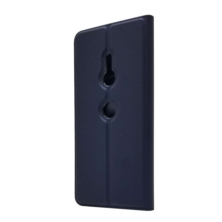 Auto-absorbed Stand Leather Casing with Card Holder for Sony Xperia XZ3 - Blue