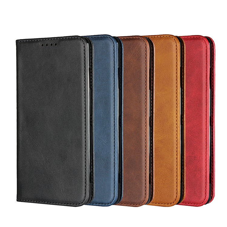 Auto-absorbed Leather Wallet Case with Stand for Sony Xperia XZ3 - Black