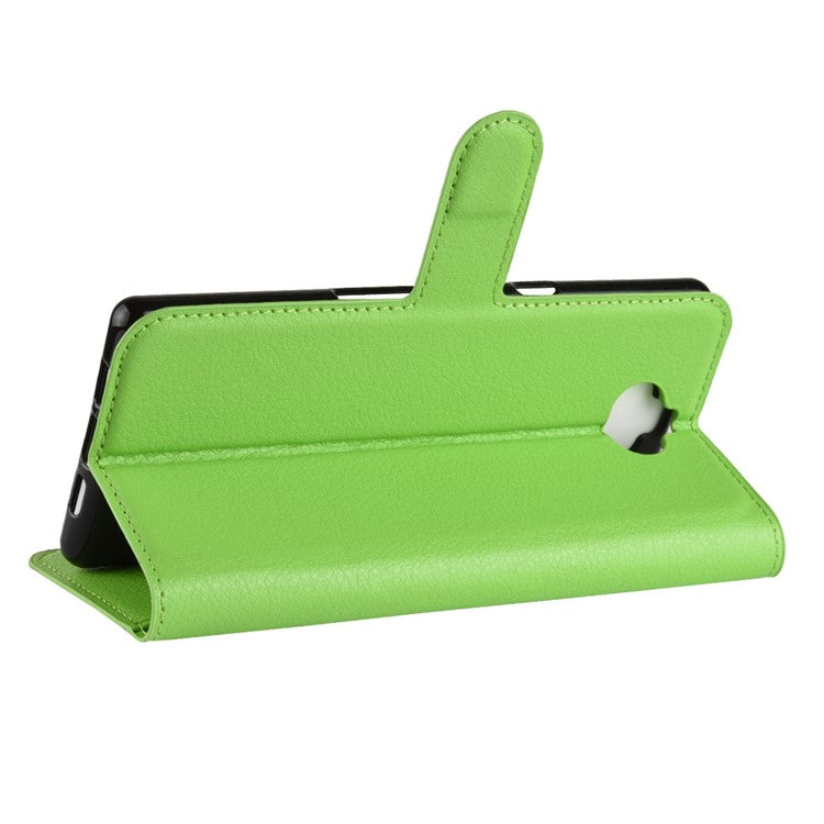 Litchi Skin PU Leather Magnetic Wallet Stand Mobile Phone Case for Sony Xperia 10 - Green