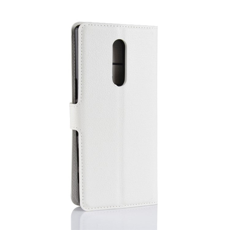 Litchi Skin PU Leather Magnetic Wallet Stand Cover for Sony Xperia 1 - White