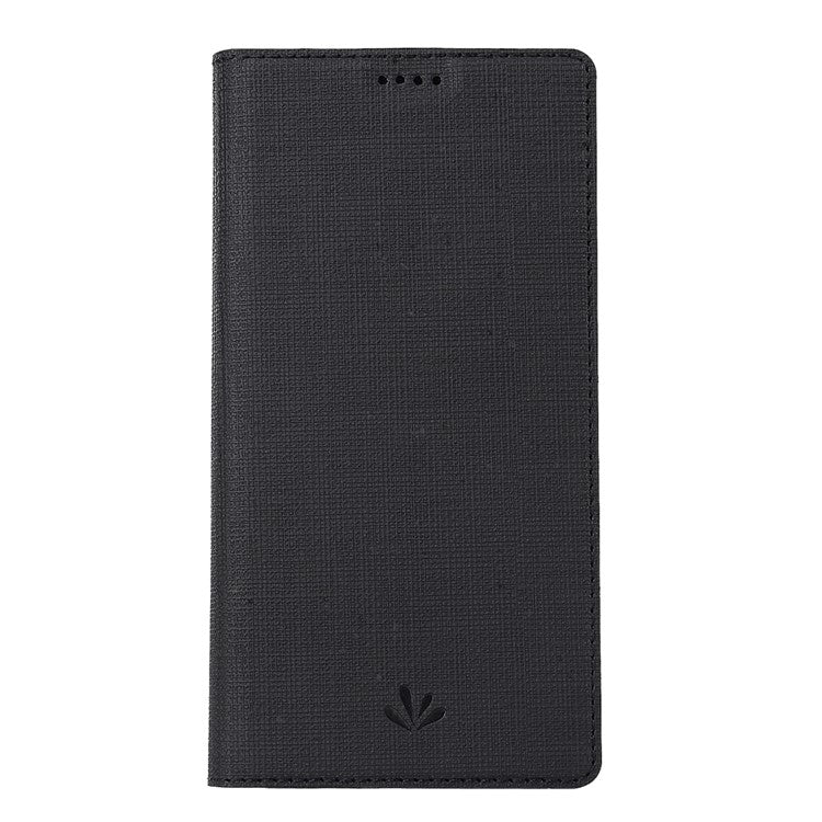VILI DMX Cross Texture Card Holder Leather Stand Cover for Sony Xperia L3 - Black