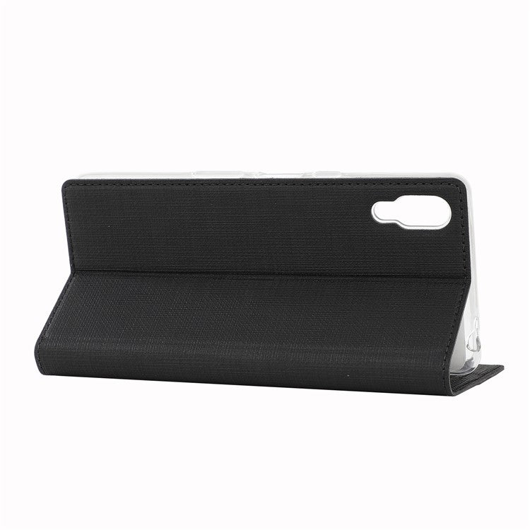 VILI DMX Cross Texture Card Holder Leather Stand Cover for Sony Xperia L3 - Black
