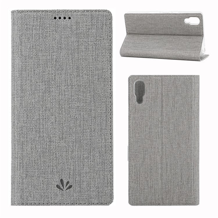 VILI DMX Cross Texture Card Holder Leather Stand Case for Sony Xperia L3 - Grey