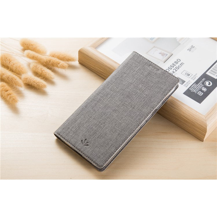 VILI DMX Cross Texture Card Holder Leather Stand Case for Sony Xperia L3 - Grey
