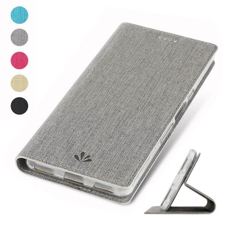 VILI DMX Cross Texture Card Holder Leather Stand Case for Sony Xperia L3 - Grey
