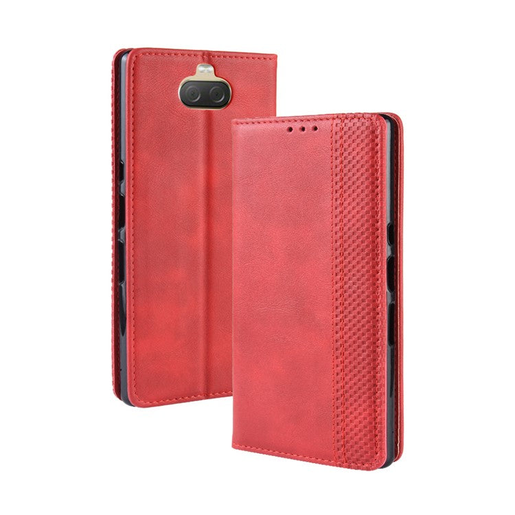 Vintage Style Leather Wallet Case for Sony Xperia 10 - Red