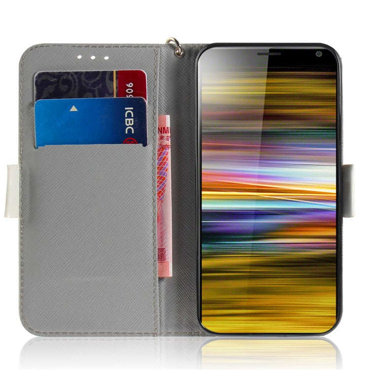 Light Spot Decor Pattern Printing PU Leather Stand Flip Cover for Sony Xperia 10 Plus - Pretty Flowers