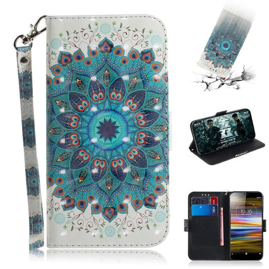 Pattern Printing / Light Spot Decor / Leather Wallet Case for Sony Xperia L3 - Mandala Flower